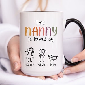 Personalized Nanny Mug, Custom Mothers Day Gift for Grandma, Grandma Birthday Gift, Mom Christmas Gift, Grandmother Gift, Granny Mug