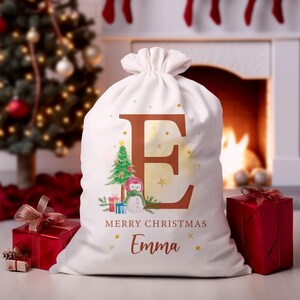 Personalized Santa Sack, Custom Christmas Sack, Baby Girl Christmas Gift Bag, Name & Initial Christmas Toy Sack, Christmas Stockings