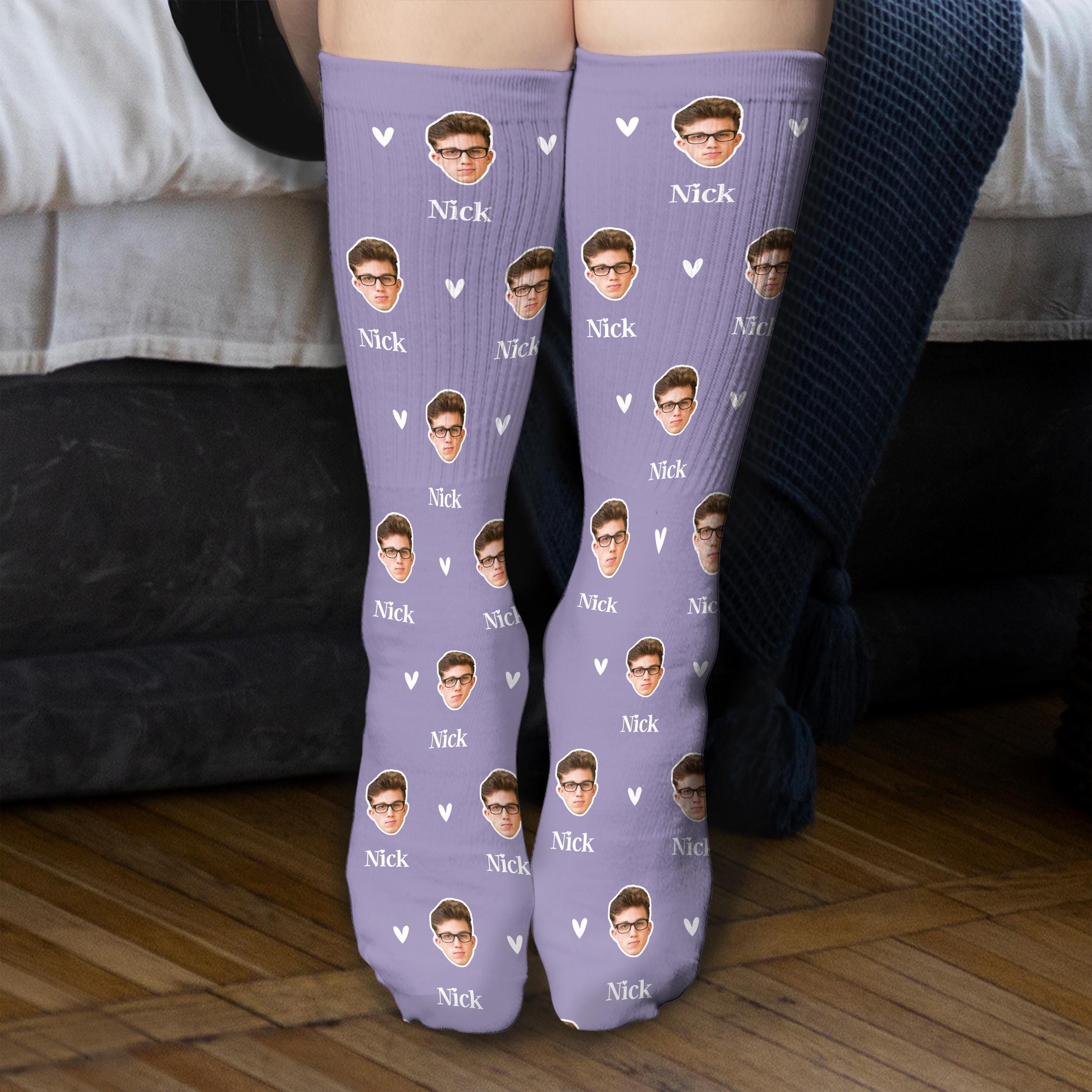 Chaussettes Personnalisées Avec Photo - Coton Doux - Imprimé Visage Humoristique - Cadeau Unique Pour Fête Des Pères, Anniversaire...