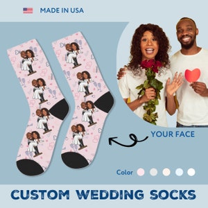 Wedding Day Gift Personalized, Engagement Gift, Wedding Socks, Custom Face Socks, Bridal Shower Gift, Bride To Be Gift, Future Mrs Gift