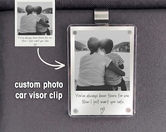 Custom Photo Car Visor Clip, Mom Birthday Gift from Son, Personalized Mothers Day Gift for Mom, Unique Mum Keepsake, Car Accessories