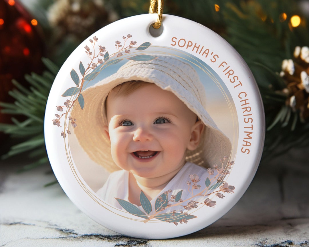 Baby First Christmas Ornament Baby Photo Ornament Custom 1st Etsy