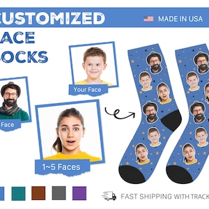 Custom Face Socks, Personalized Gift for Friend, Funny Christmas Gift, Valentines Day Gift for Him Her, Stocking Stuffer for Men Women