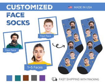 Custom Face Socks, Personalized Gift for Friend, Funny Christmas Gift, Valentines Day Gift for Him Her, Stocking Stuffer for Men Women