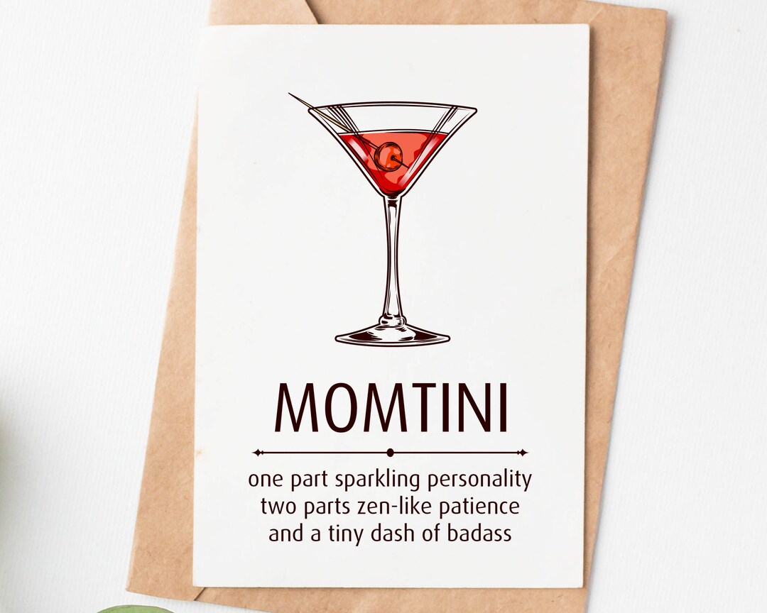 Pun Mothers Day Card for Mom, Momtini Mothers Day Gift From Daughter ...
