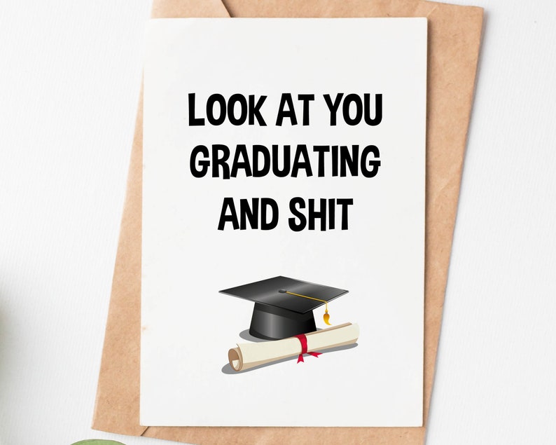Graduating and Shit Funny Graduation Card, College Graduation Card ...