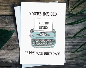 Funny 90th Birthday Card For Grandparent Great Grandma Grandpa, You'Re Not Old You'Re Retro, 90th Birthday Gift For Women Men
