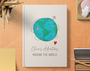 Custom Travel Journal, Personalized Adventure Notebook, Travel Planner, Travel Gift, Holiday Memory Book, Christmas Gift for Traveler