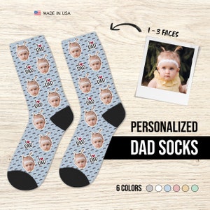 Personalized Fathers Day Gift for Dad, I Love Dad Socks, Custom Face Socks, Dad Birthday Gift from Baby, Dad Christmas Gift, Husband Gift