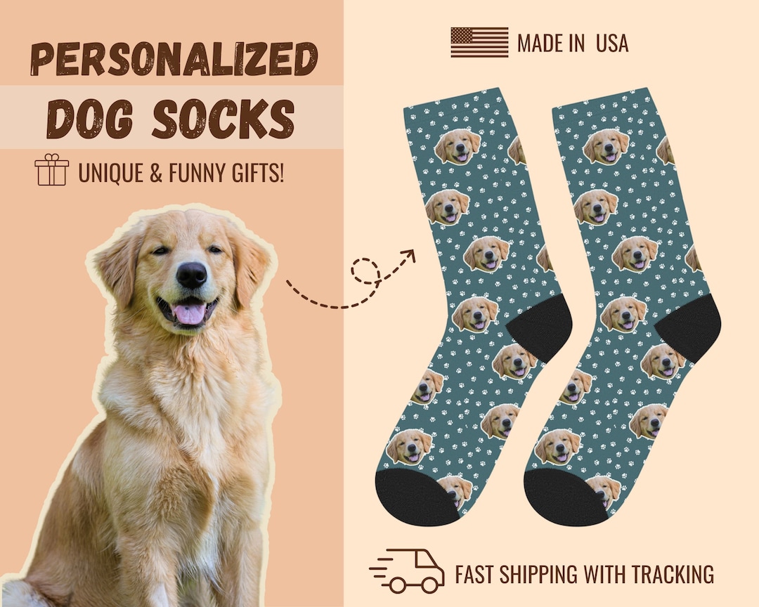 Personalized Dog Socks, Custom Pet Photo Socks, Dog Lovers Gift, Funny Christmas Gift for Dog