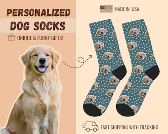 Personalized Dog Socks, Custom Pet Photo Socks, Dog Lovers Gift, Funny Christmas Gift for Dog Mom Dad, Stocking Stuffers, Pet Owner Gift