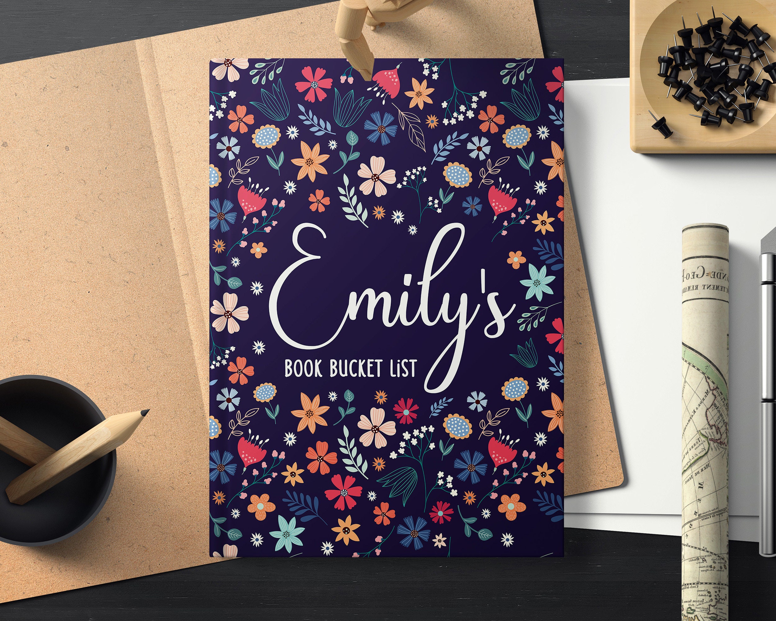 Personalized Bucket List Journal, Custom Travel Notebook, Floral ...