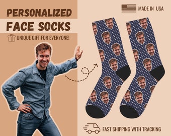 Custom Face Socks, Personalized Socks, Funny Christmas Gift for Husband Boyfriend Brother, Dad Birthday Gift, Secret Santa Gift for Men