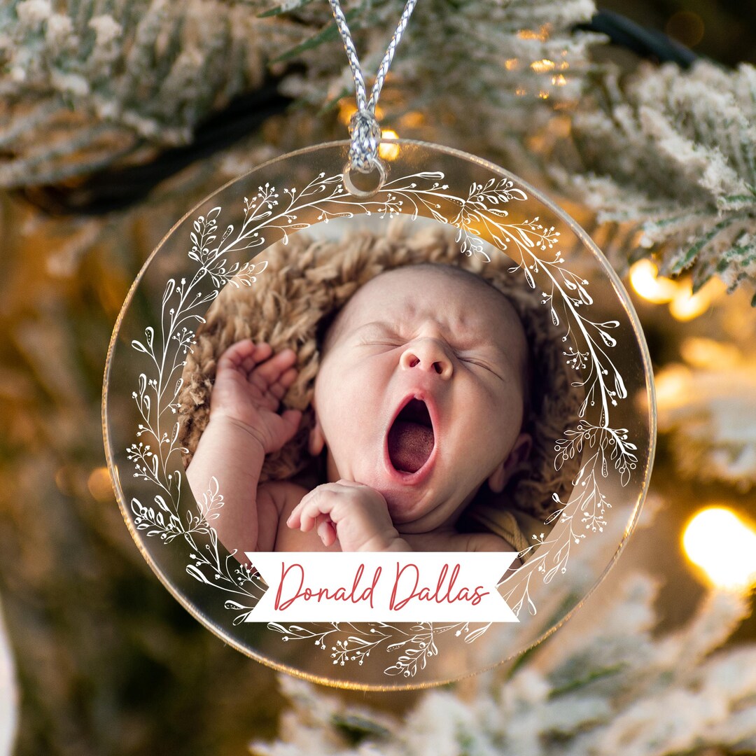 Custom Baby Photo Ornament, Personalized Babys First Christmas Ornament ...