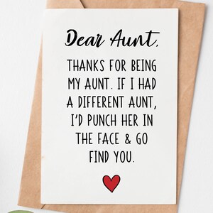 Funny Birthday Card For Aunt, Aunt Birthday Card, Best Aunt Gift, Aunt Christmas Card, Aunt Christmas Gift, Auntie Card, Auntie Gift