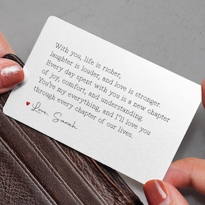 Cartão de inserção de carteira romântico, presente de amor para ele, presente de dia dos namorados personalizado para namorado e marido, lembrança sentimental, presente de aniversário