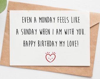 Happy Birthday Card For Husband, Romantic Birthday Card For Boyfriend, Fiance Birthday Card, Cute Birthday Gift For Him