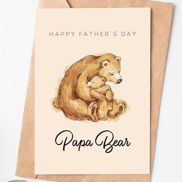 Papa Bear Card, Fathers Day Card, Father'S Day Gift From Daughter Son, I Love You Gift For Papa, Cute Daddy Bear Card, Best Dad Card