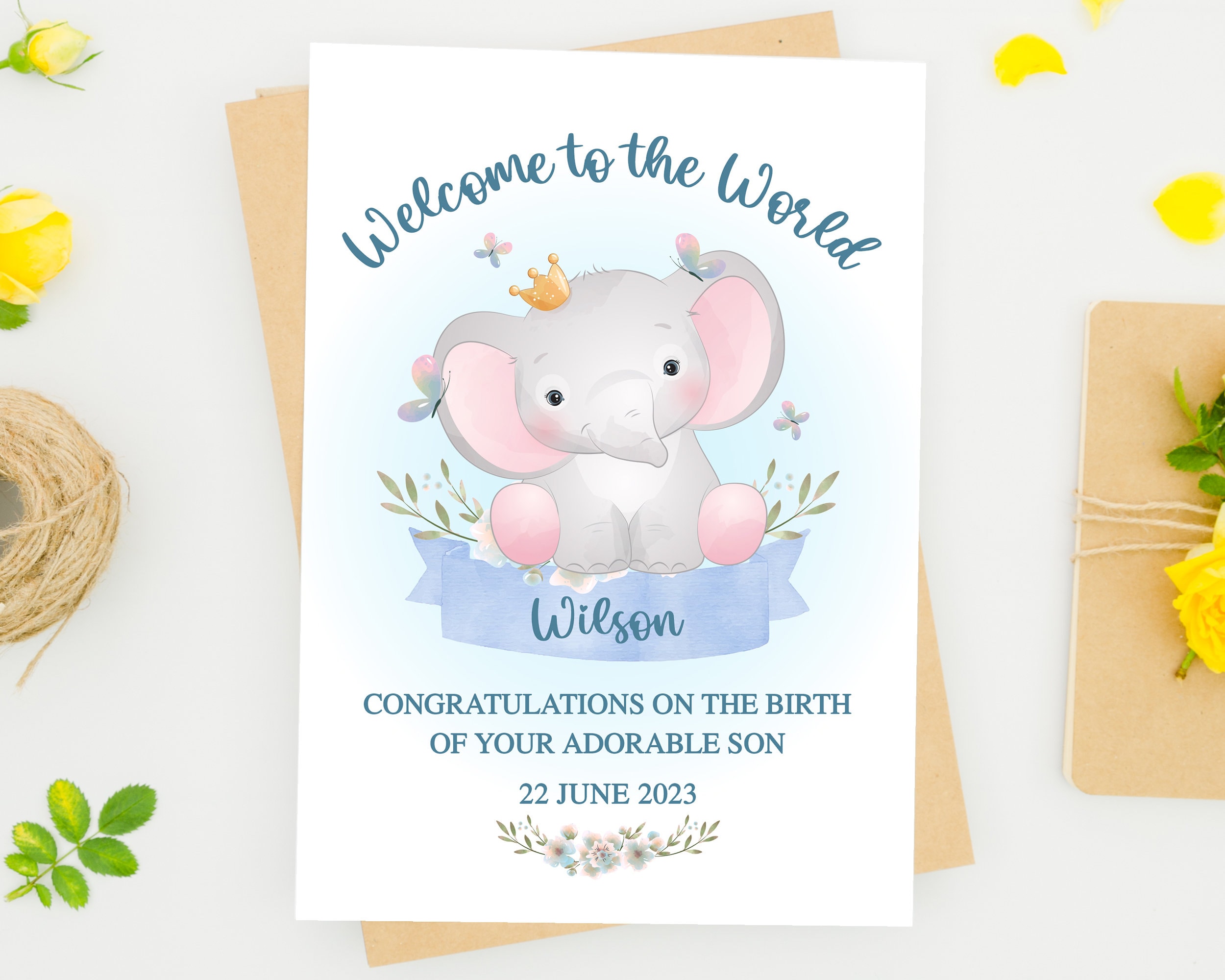 Cute Elephant - Baby Shower \u0026 New Baby Card | Greetings Island, image size:2500x2000