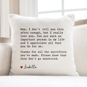 Mothers Day Gift from Son, Personalized Pillow Cover, Custom Pillow Case, Mom Birthday Gift from Daughter, Mum Christmas Gift, Mama Gift