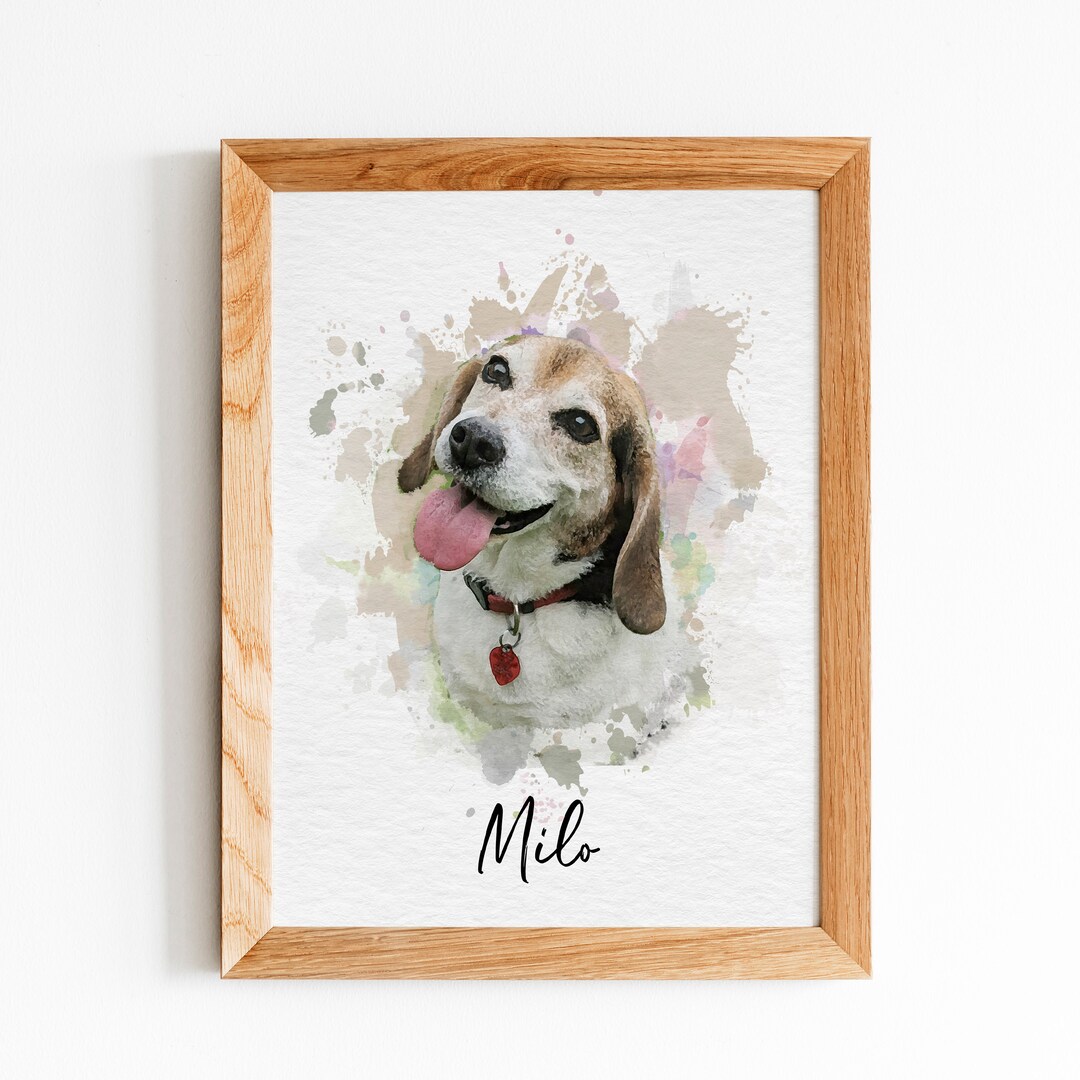 Personalized Watercolor Pet Portrait From Photo, Custom Dog Portrait ...