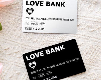 Love Bank Wallet Insert Card, Personalized Valentines Day Gift for Him or Her, Anniversary Gift for Husband or Boyfriend, Wedding Gift