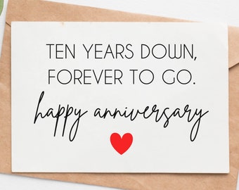 10th Wedding Anniversary Card For Husband Wife, Tenth Anniversary Card For Boyfriend Girlfriend, Tin Anniversary Gift For Him Her