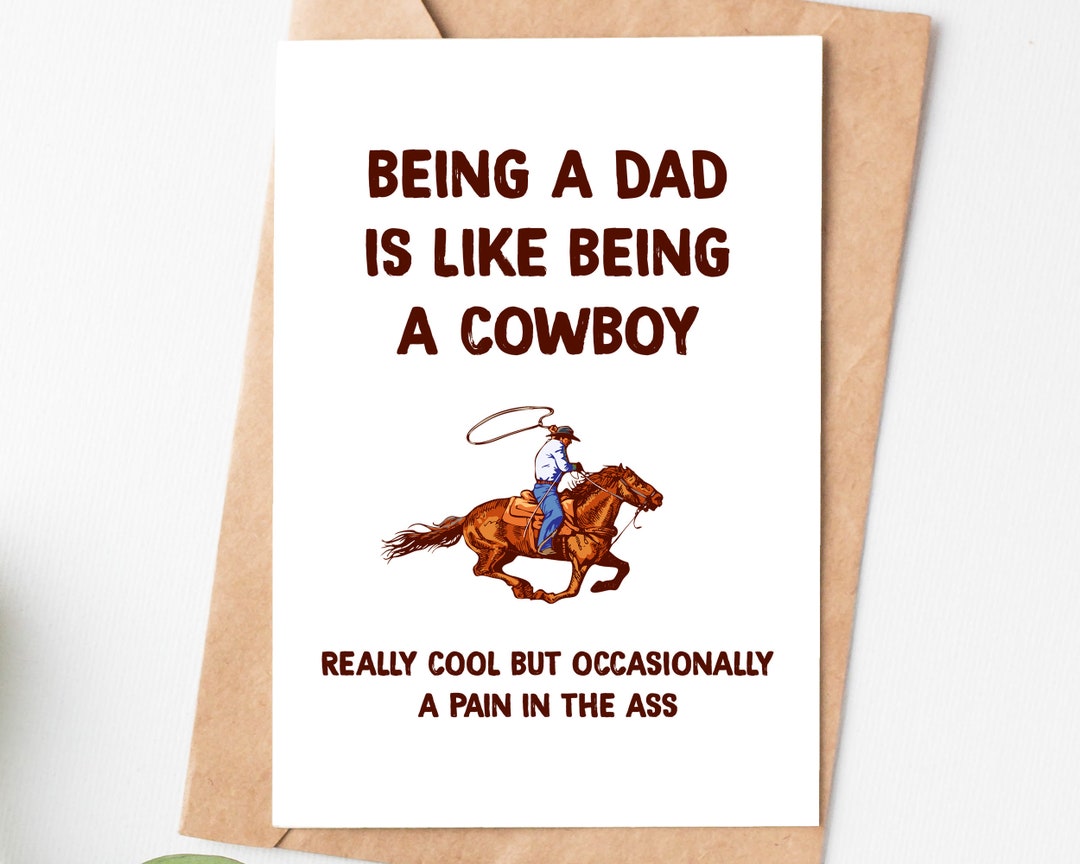 Funny Cowboy Card for Dad, Fathers Day Card, Dad Birthday Card, Father ...