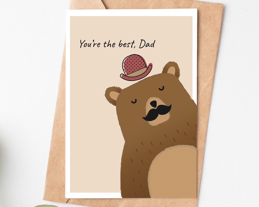 Best Dad Card, Papa Bear Card, Fathers Day Card, Father's Day Gift From ...