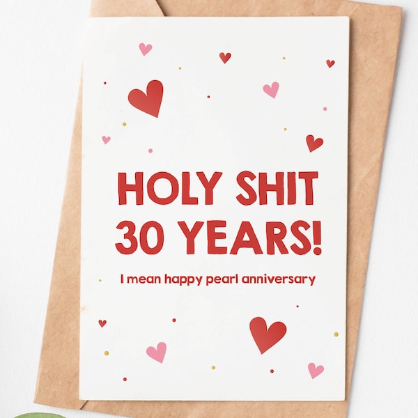 30 Years Anniversary Card, Happy Pearl Anniversary Card, 30th Wedding Anniversary Card For Husband, 30th Anniversary Gift For Men Or Women