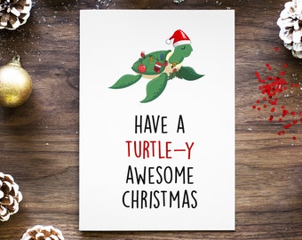 Tenga una Navidad impresionante con tortuga, una tarjeta de Navidad divertida, tarjetas de felicitación navideñas, regalos de Navidad para mujeres u hombres
