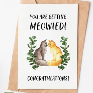 Funny Cat Engagement Card, Engagement Card For Crazy Cat Lady, Cat Lover Engagement Gift, Congratulations Card, Wedding Card