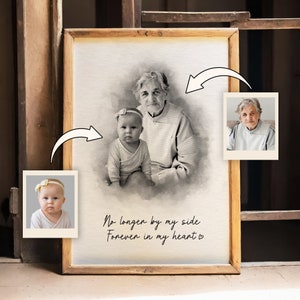 Custom Family Portrait From Photos, Watercolor Memorial Portrait for Dad Mom, Loss of Father or Mother Remembrance Gift, Christmas Gift