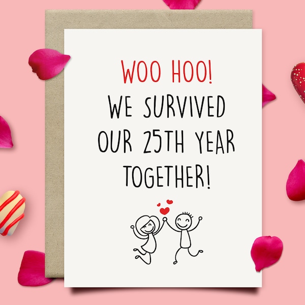 Funny 25th Anniversary Card For Husband Wife, Silver Anniversary Gift For Her, 25th Wedding Anniversary Gift For Him, Gifts For Men