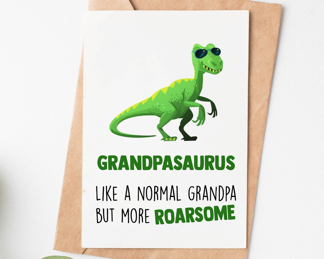 Grandadasaurus Card Funny Grandpa Birthday Card, Grandpasaurus Birthday Card, Grandfather ...