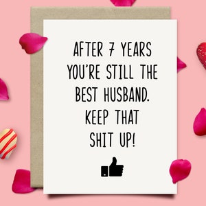 7th Anniversary Card For Husband, Funny Wool Anniversary Gift For Him, Seventh Anniversary Card, 7 Year Anniversary Gifts For Men