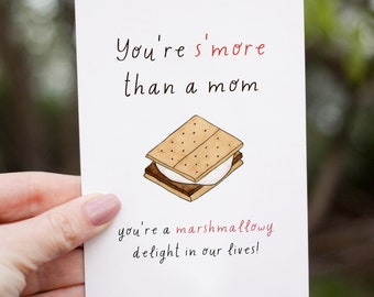 S’More Pun Mothers Day Card, Funny Mum Birthday Card From Daughter Or Son, Marshmallow Love Card For Mom, Mama Card, Mom Christmas Card