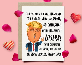 7th Anniversary Card For Husband, Wool Anniversary Gift For Him, Funny Trump Anniversary Card, Seventh Anniversary Gifts For Men