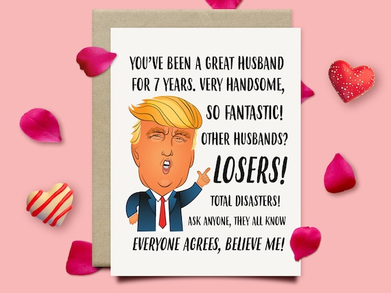 7th Anniversary Card For Husband, Wool Anniversary Gift For Him, Funny Trump Anniversary Card, Seventh Anniversary Gifts For Men
