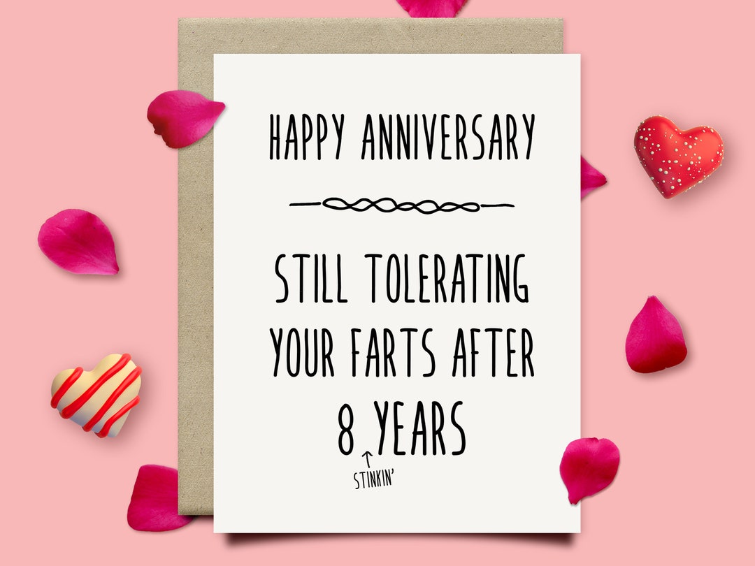 Funny 8th Anniversary Card for Husband, Bronze Anniversary Gift