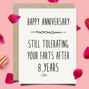 Funny 8th Anniversary Card For Husband, Bronze Anniversary Gift For Him, 8 Year Wedding Anniversary Gifts For Men