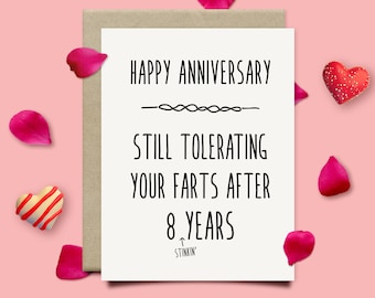 Funny 8th Anniversary Card, Bronze Anniversary - Etsy