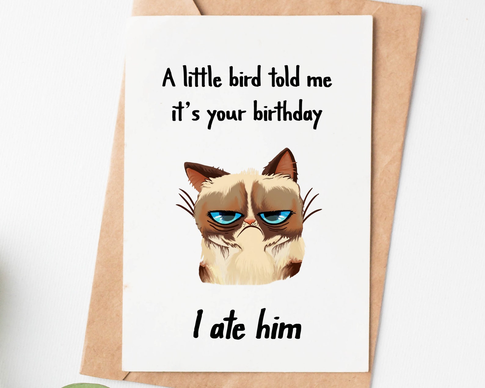 Funny Grumpy Cat Birthday Card I Ate the Bird Cat Lover - Etsy
