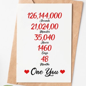4th Anniversary Card For Him Or Her, Linen Anniversary Card For Husband Wife, 4 Year Anniversary Gift For Boyfriend Girlfriend Men Women