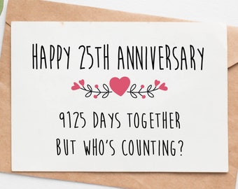 Funny 25th Anniversary Card For Husband Wife, 25 Year Anniversary Card For Women Men, Silver Anniversary Gift For Her Him