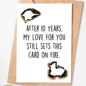 Funny 10th Anniversary Card For Him Her, Unique Tin Anniversary Gift, 10 Year Anniversary Card For Husband Wife Boyfriend Girlfriend