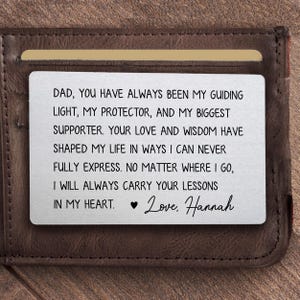 Tarjeta de billetera de metal para papá, regalo personalizado para el Día del Padre, regalo de cumpleaños personalizado para papá de parte de sus hijos, regalo para padre e hija, regalo para papá