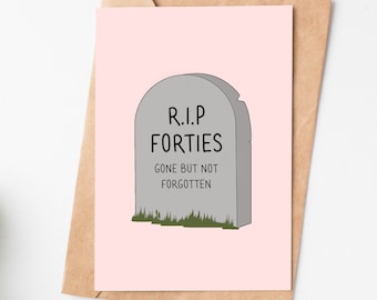 R.I.P Forties Funny 50th Birthday Card For Men Or Women, Rude Birthday Card, 50th Birthday Gift For Sister Brother Friend Coworker
