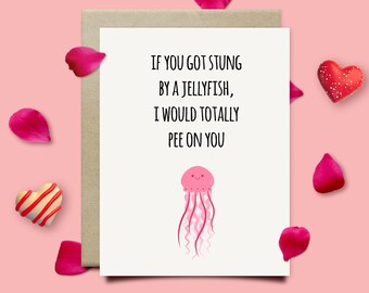Funny Valentines Day Card For Him Her, Jellyfish Valentines Gift For Husband Wife, Sarcastic Anniversary Card For Boyfriend Girlfriend