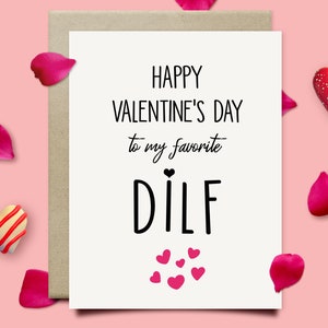 Funny Dilf Valentines Card For Him, Valentines Gift For Husband Boyfriend Daddy, Happy Valentines Day Card For Men